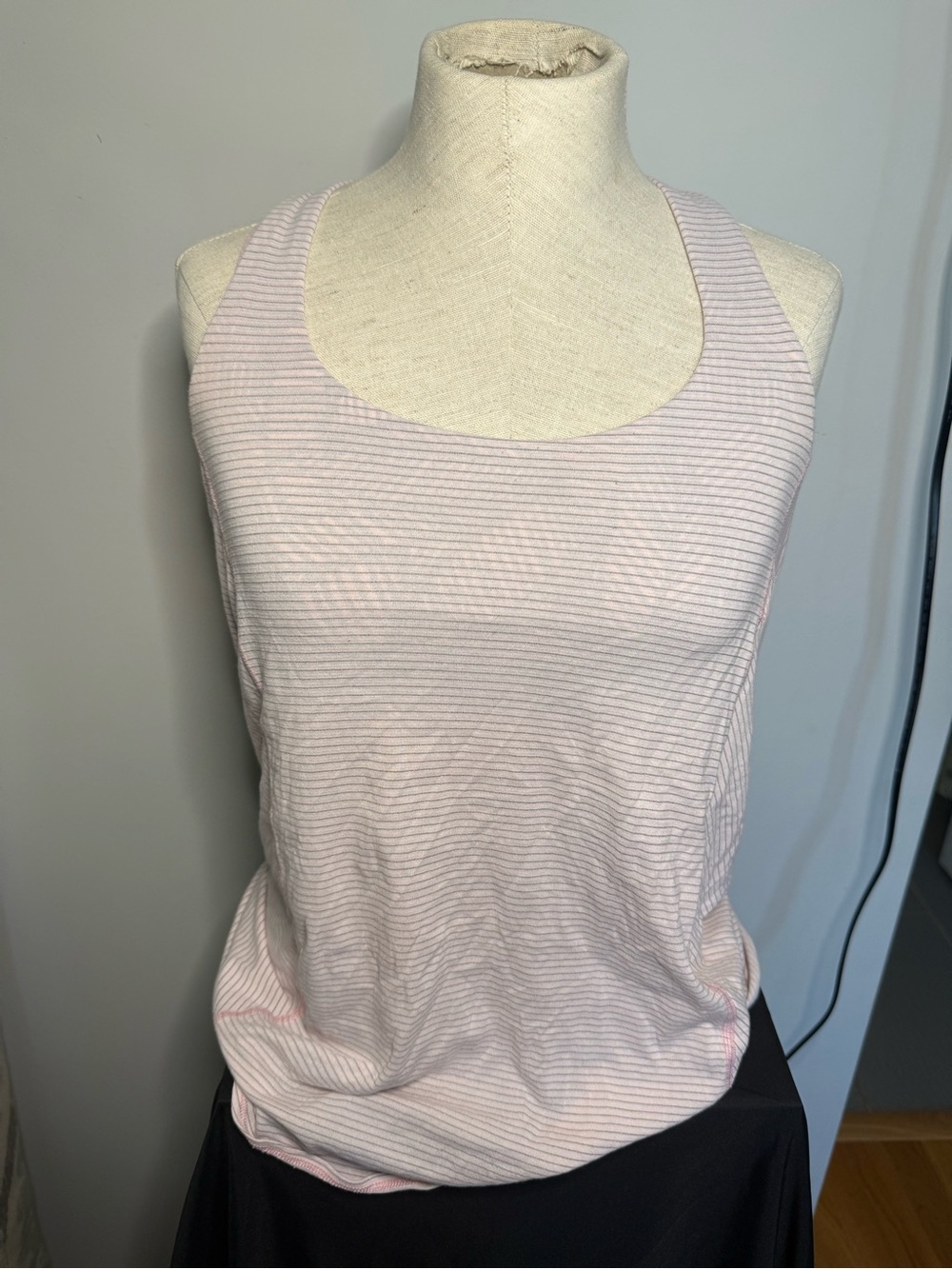 lululemon athletica Pale Pink Striped Scoop Tank